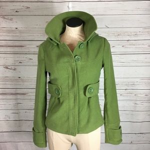 BB Dakota Pea Green Hooded Peacoat